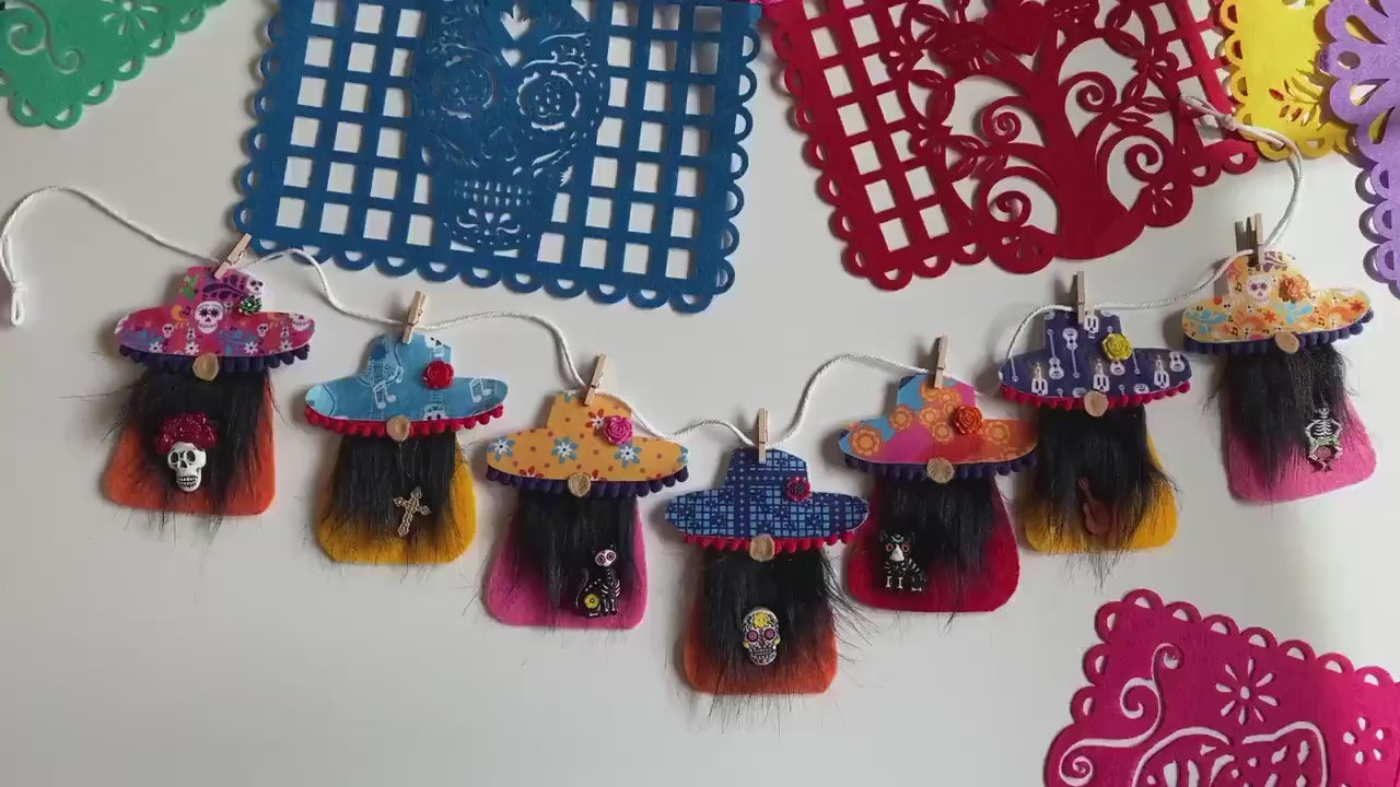 Day of the Dead Gnomes Banner Dia de los Muertos Garland bunting wall hanging decoration