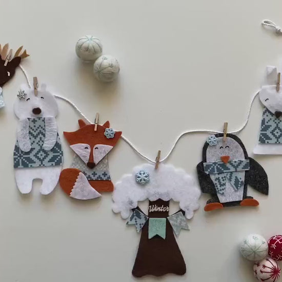 Woodland Forest and Arctic Animals Banner, Garland, January Bunting, Wall Hanging Decoration