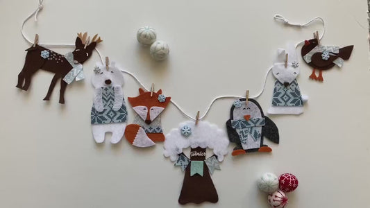 Woodland Forest and Arctic Animals Banner, Garland, January Bunting, Wall Hanging Decoration
