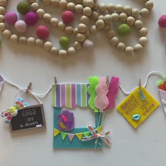 Easter Booth Miniature Felt Clothesline Banner Easter Fair Bunting Garland Home Decoration Wall Hanging