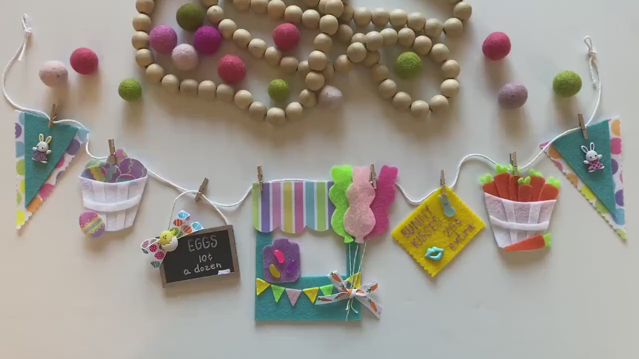 Easter Booth Miniature Felt Clothesline Banner Easter Fair Bunting Garland Home Decoration Wall Hanging
