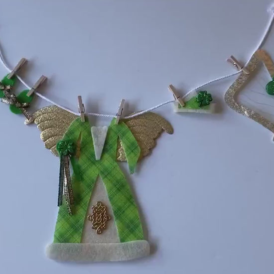 Irish Angel Miniature Felt Clothesline Banner St. Patrick’s Day Garland Fairy Bunting Wall Hanging Decoration