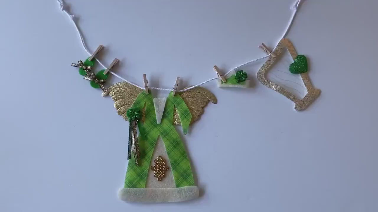 Irish Angel Miniature Felt Clothesline Banner St. Patrick’s Day Garland Fairy Bunting Wall Hanging Decoration