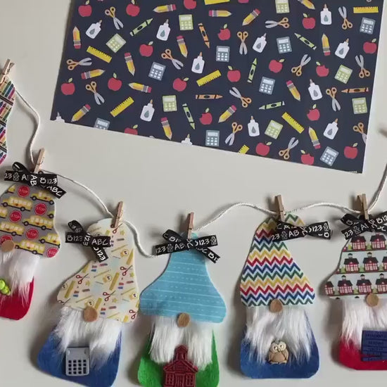 Back to School Gnomes with Beards Banner Teacher Garland Classroom Bunting Education Wall Hanging Decoration for September