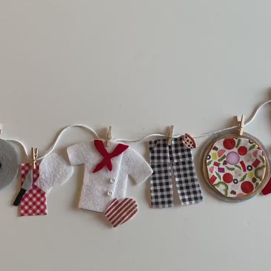 Pizzeria Banner Pizza Chef Garland Restaurant Bunting Felt Wall Hanging Decoration for Pizza Lovers