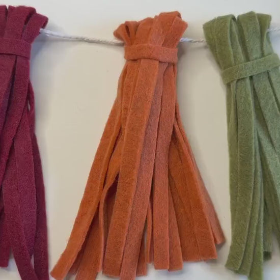 Felt Tassel Garland, Ombre Colorful and Neutral Fireplace Swag, Fringe Bunting Swag