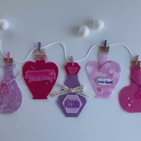 Love Potions Banner, Cupid’s Brew Garland, Valentine’s Day Bunting, Decoration for Parties or February Home Decor