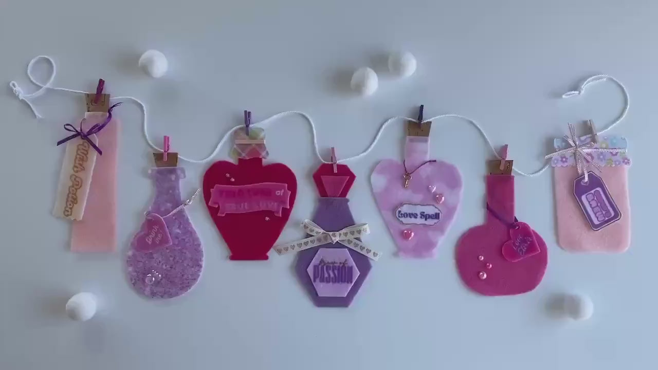 Love Potions Banner, Cupid’s Brew Garland, Valentine’s Day Bunting, Decoration for Parties or February Home Decor