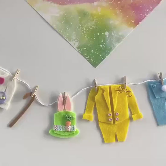 Easter Garland Felt, Clothesline Garland Easter, Easter Mantel Garland, Easter Bunny Door Decor