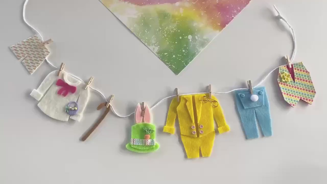 Easter Garland Felt, Clothesline Garland Easter, Easter Mantel Garland, Easter Bunny Door Decor