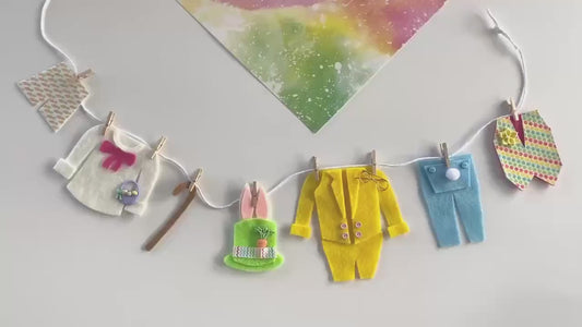 Easter Garland Felt, Clothesline Garland Easter, Easter Mantel Garland, Easter Bunny Door Decor