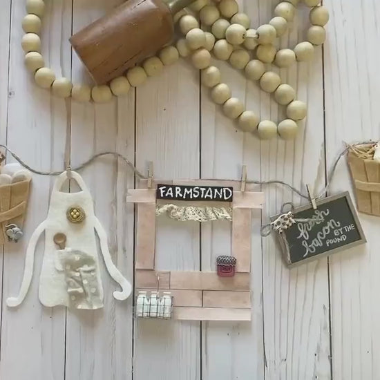 Farmstand Miniature Felt Clothesline Banner Farm Eggs Bunting Farmhouse Garland Home Decoration Wall Hanging