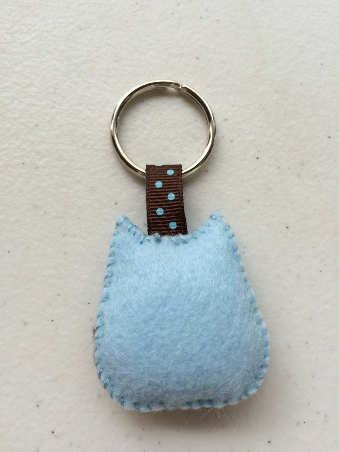 Owl Felt Blue & Brown Keychain