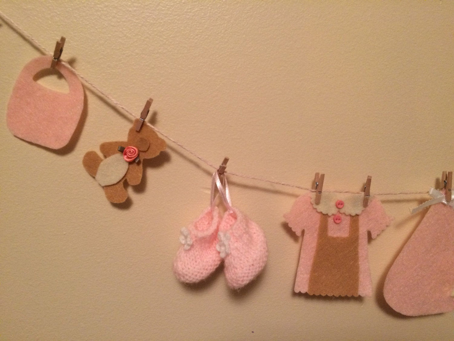 Baby Girl Felt Clothesline Garland Bunting Laundry Line Shower Nursery Decoration