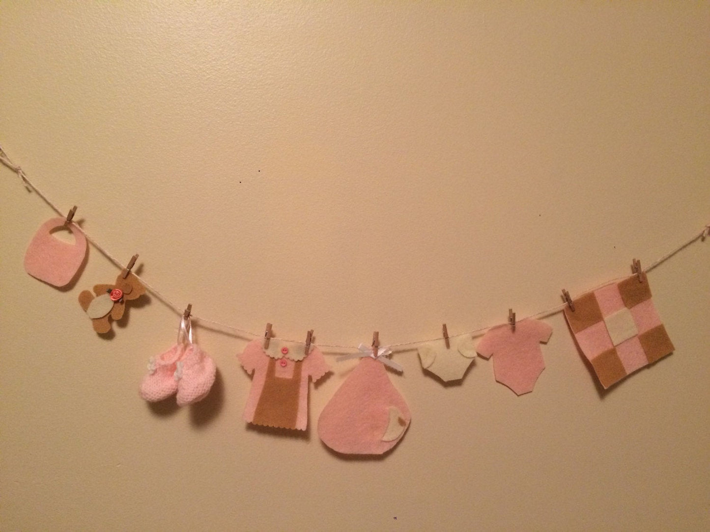 Baby Girl Felt Clothesline Garland Bunting Laundry Line Shower Nursery Decoration