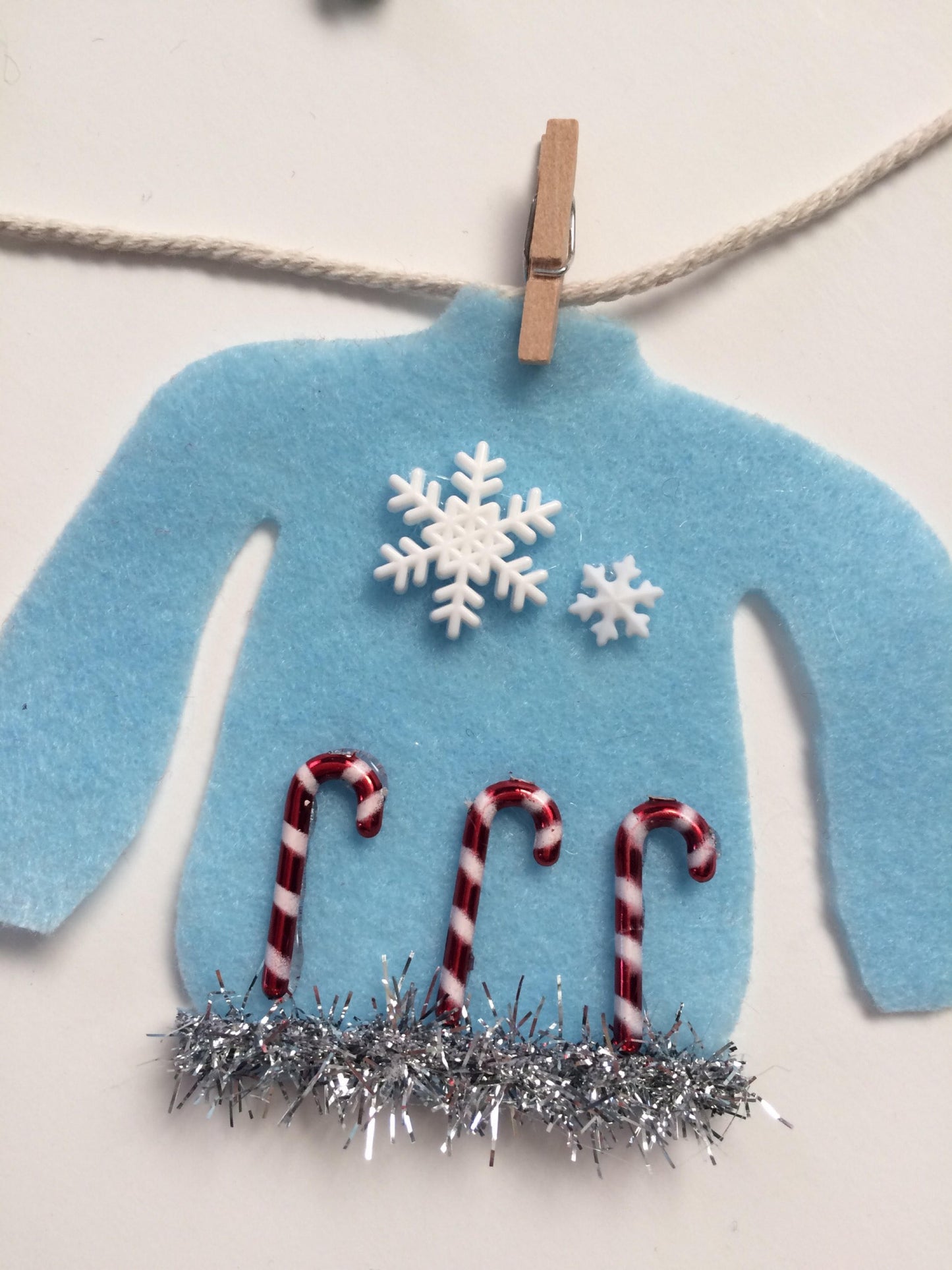 Ugly Christmas Sweater Miniature Felt Clothesline Decoration