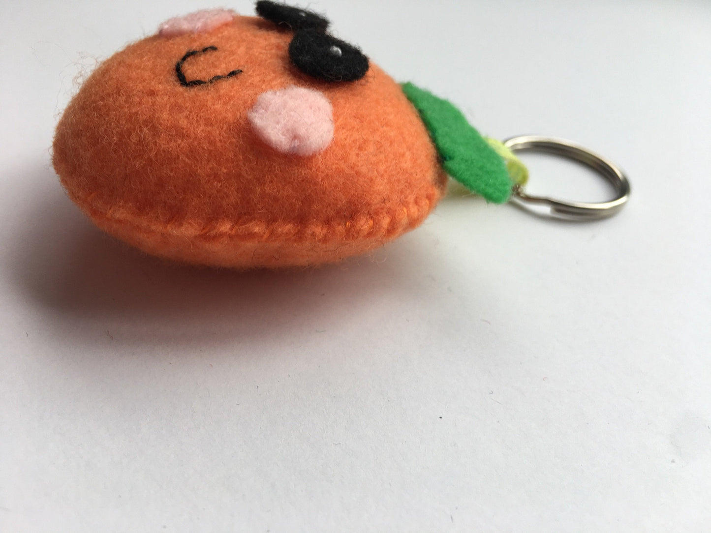 Happy Orange Felt Keychain Kawaii Keychains Backpack Accessory Keychains for Kids Large Keychains Happy Peach Keychain Clementine Fruit