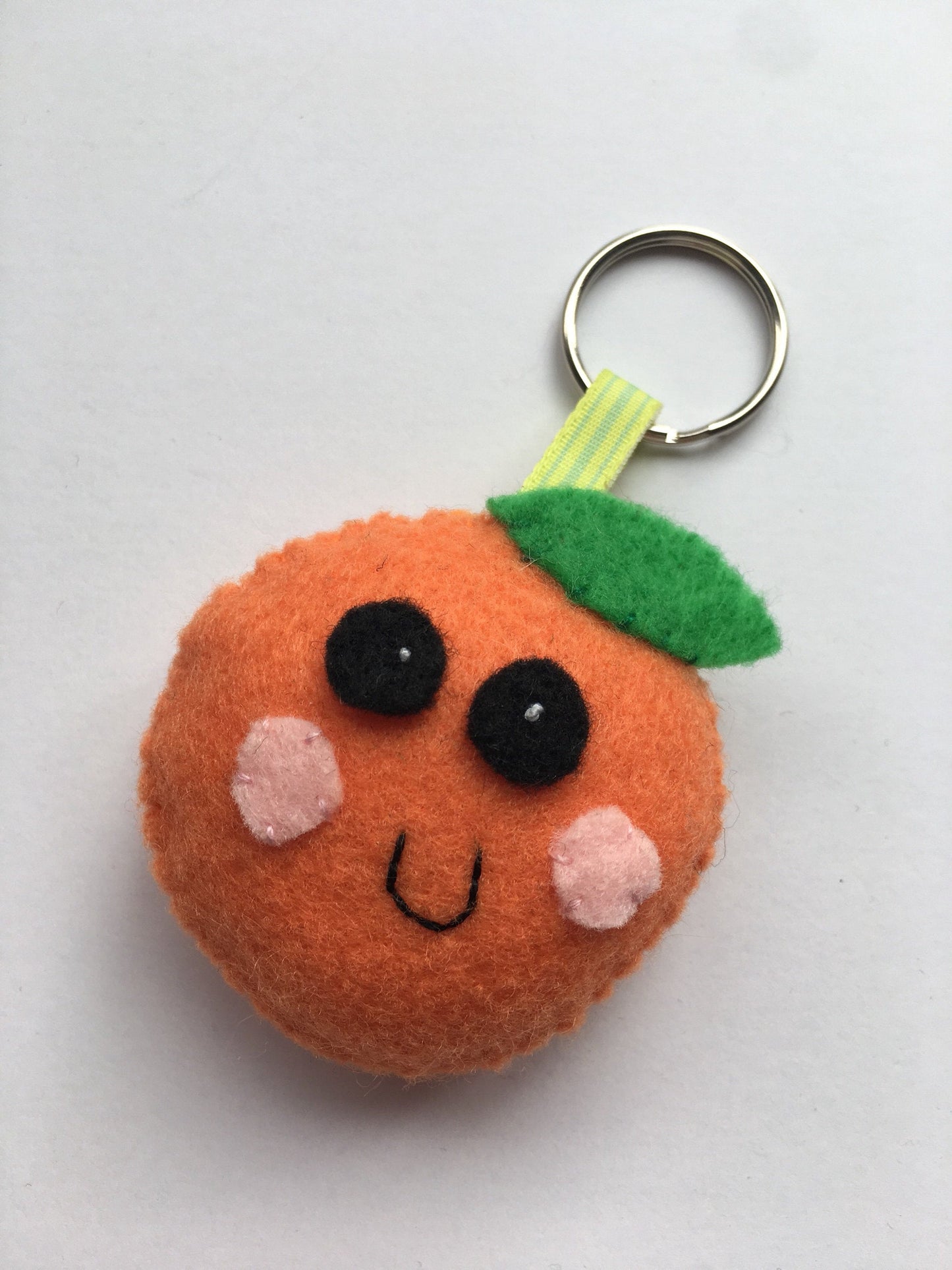 Happy Orange Felt Keychain Kawaii Keychains Backpack Accessory Keychains for Kids Large Keychains Happy Peach Keychain Clementine Fruit