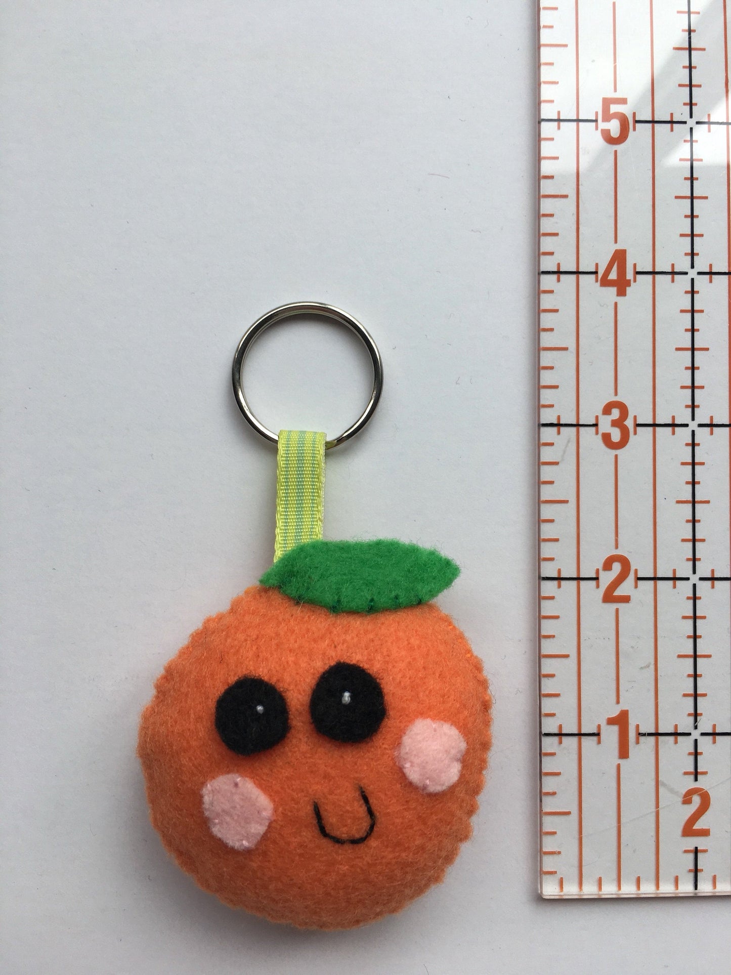 Happy Orange Felt Keychain Kawaii Keychains Backpack Accessory Keychains for Kids Large Keychains Happy Peach Keychain Clementine Fruit