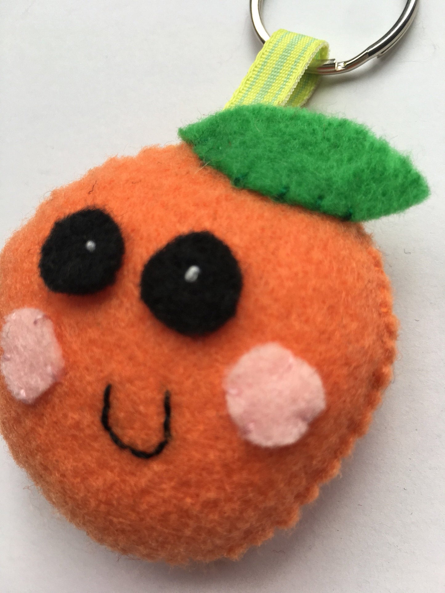 Happy Orange Felt Keychain Kawaii Keychains Backpack Accessory Keychains for Kids Large Keychains Happy Peach Keychain Clementine Fruit