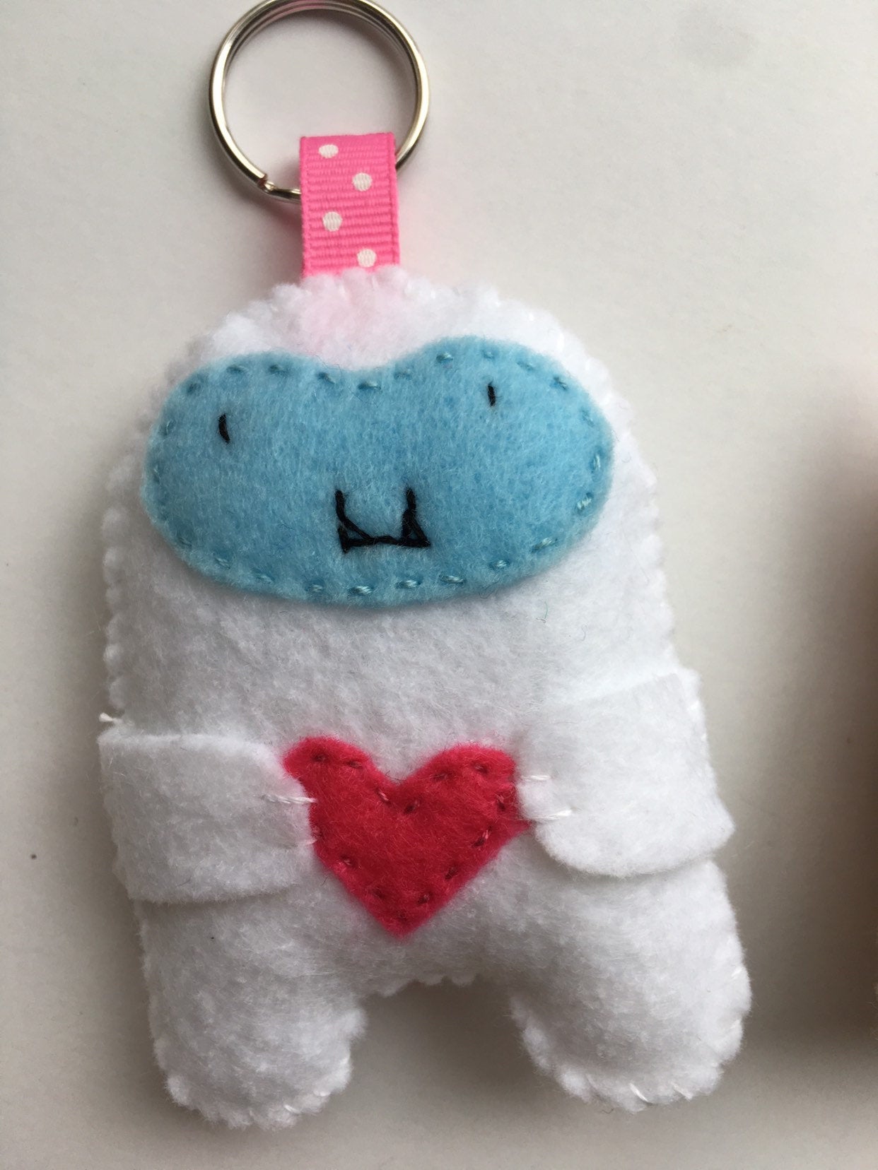 Felt Valentines Day Keychains, Sloth Keychain, Penguin Keychain, Owl Keychain, Yeti Keychain, Animals Holding Hearts Keychain