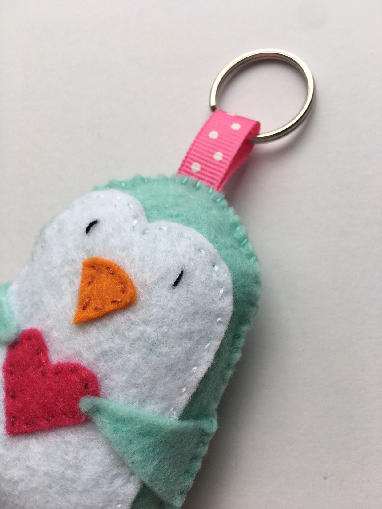 Felt Valentines Day Keychains, Sloth Keychain, Penguin Keychain, Owl Keychain, Yeti Keychain, Animals Holding Hearts Keychain