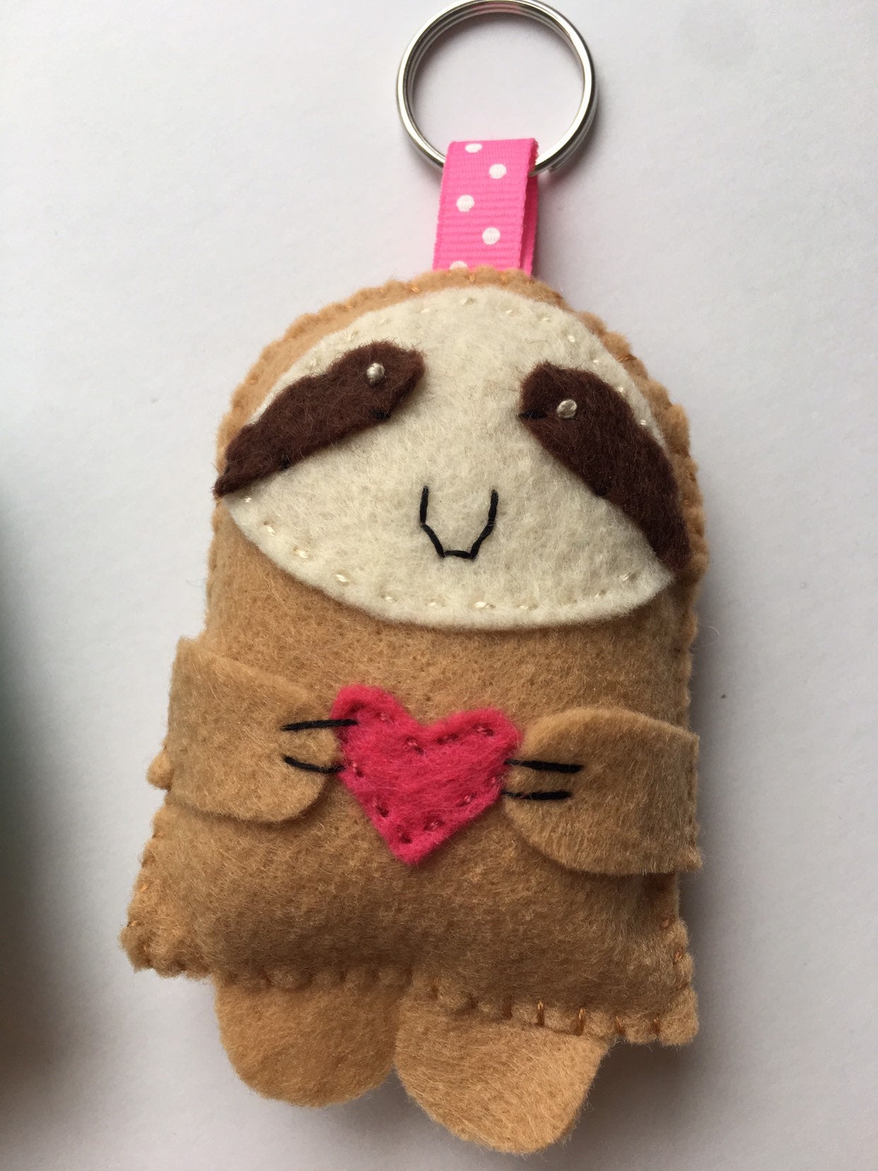 Felt Valentines Day Keychains, Sloth Keychain, Penguin Keychain, Owl Keychain, Yeti Keychain, Animals Holding Hearts Keychain