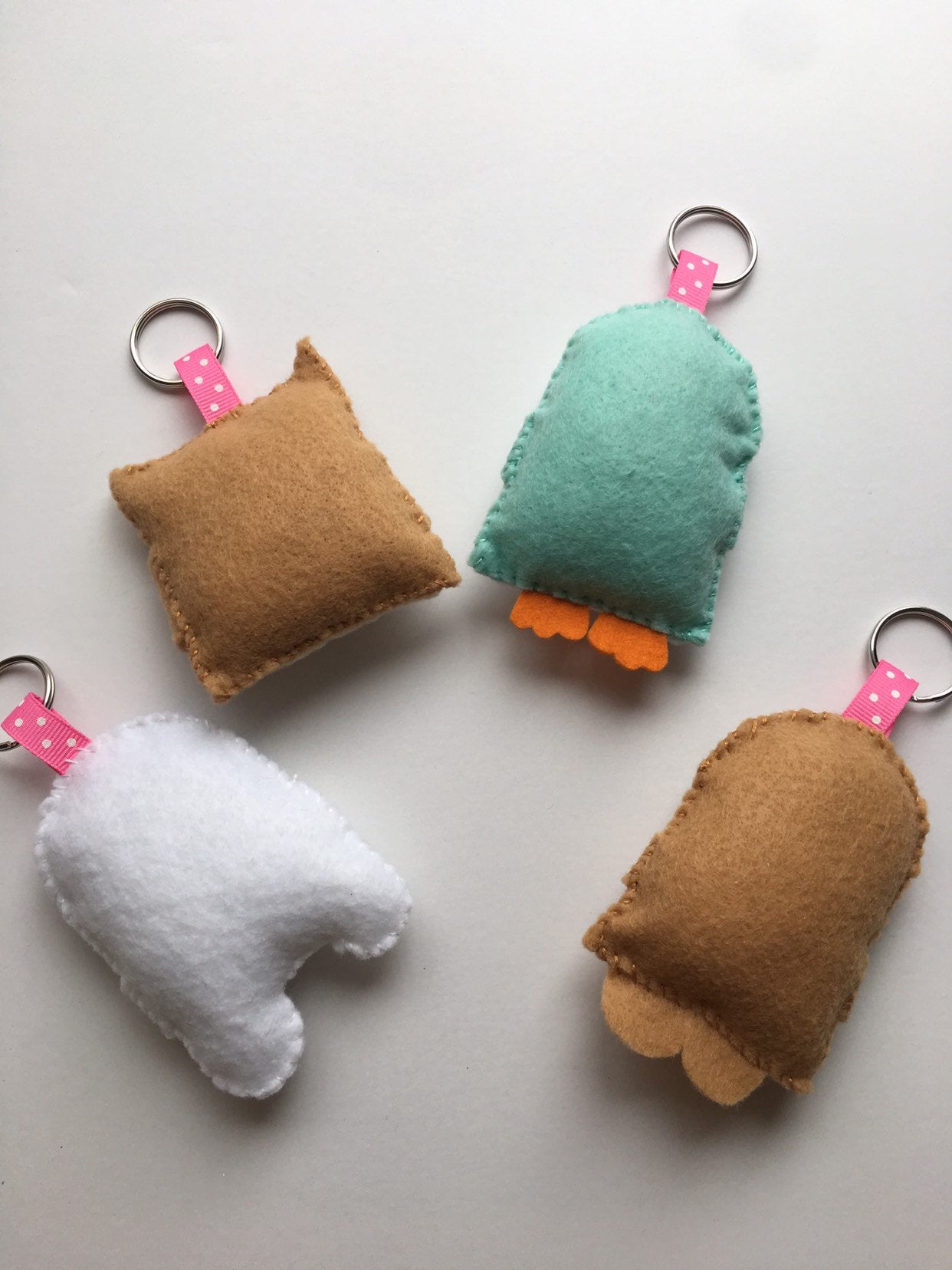 Felt Valentines Day Keychains, Sloth Keychain, Penguin Keychain, Owl Keychain, Yeti Keychain, Animals Holding Hearts Keychain