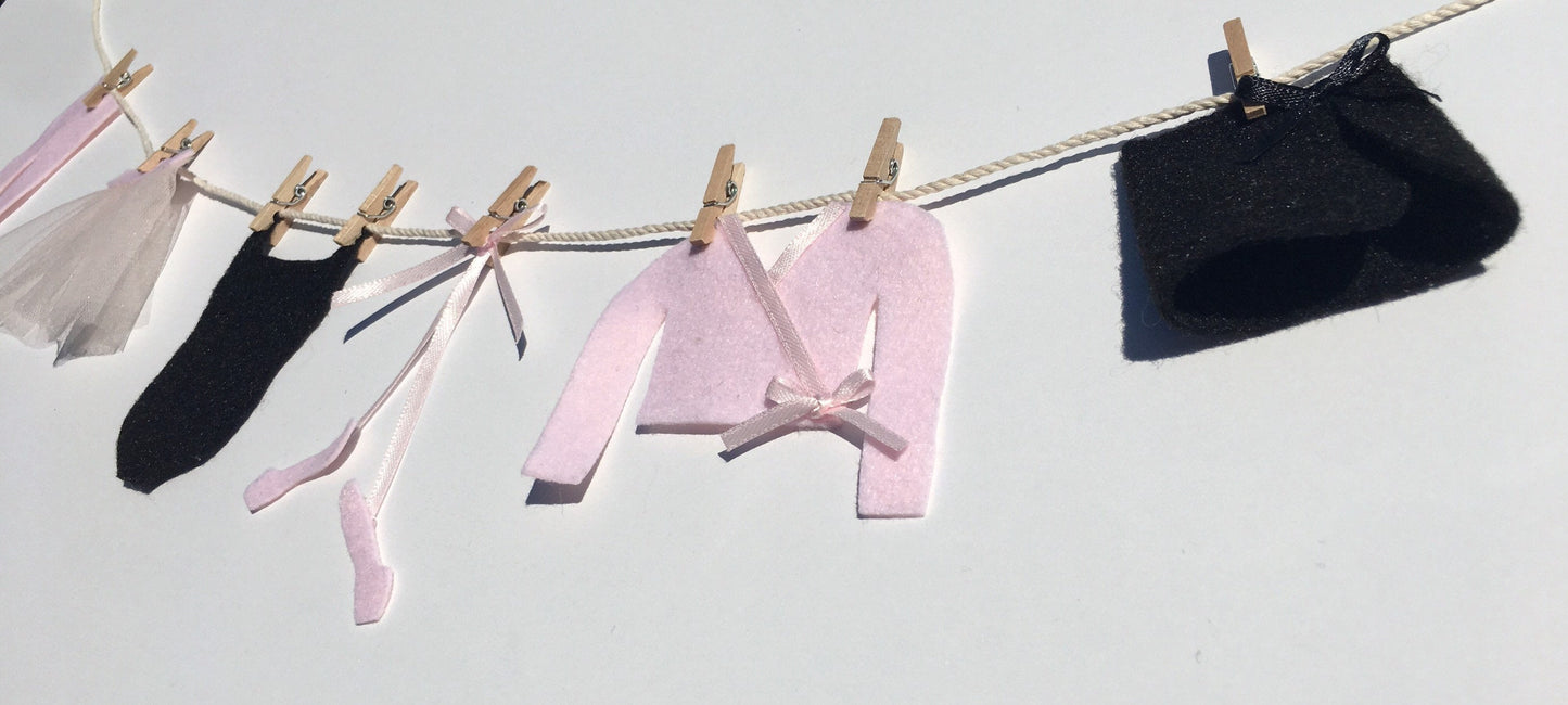 Miniature Felt Ballerina's Clothesline Decoration Ballet Banner Garland Bunting Wall Hanging