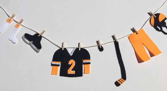Miniature Felt Hockey Player's Clothesline Decoration Hockey Banner Bunting Garland Wall Hanging