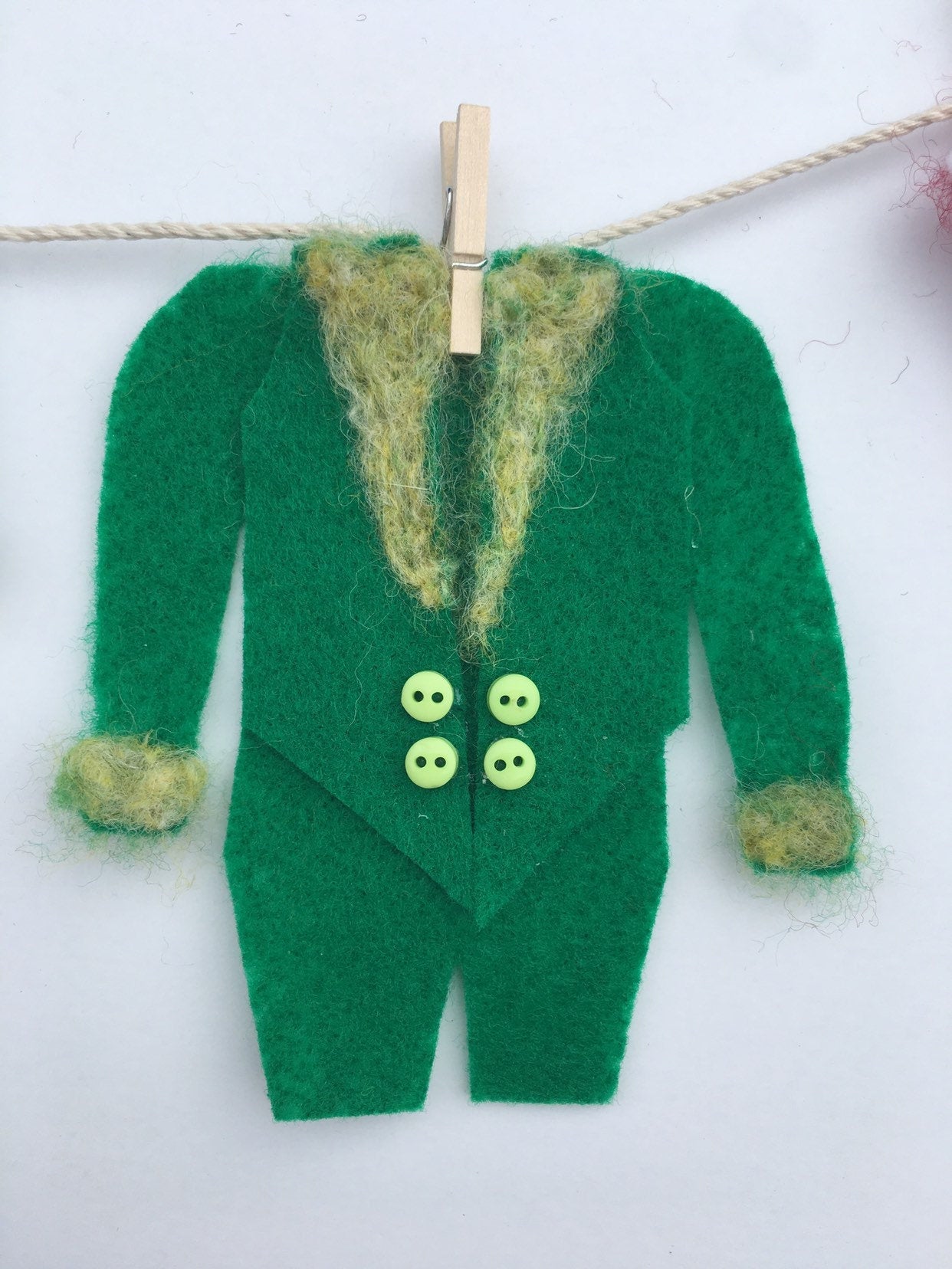 Miniature Felted Leprechaun's Clothesline Banner Decoration St. Patrick's Day Bunting Garland Wall Hanging