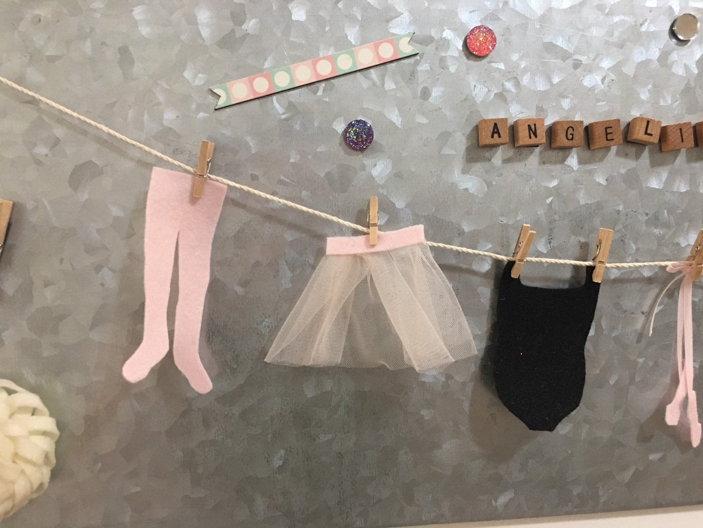 Miniature Felt Ballerina's Clothesline Decoration Ballet Banner Garland Bunting Wall Hanging