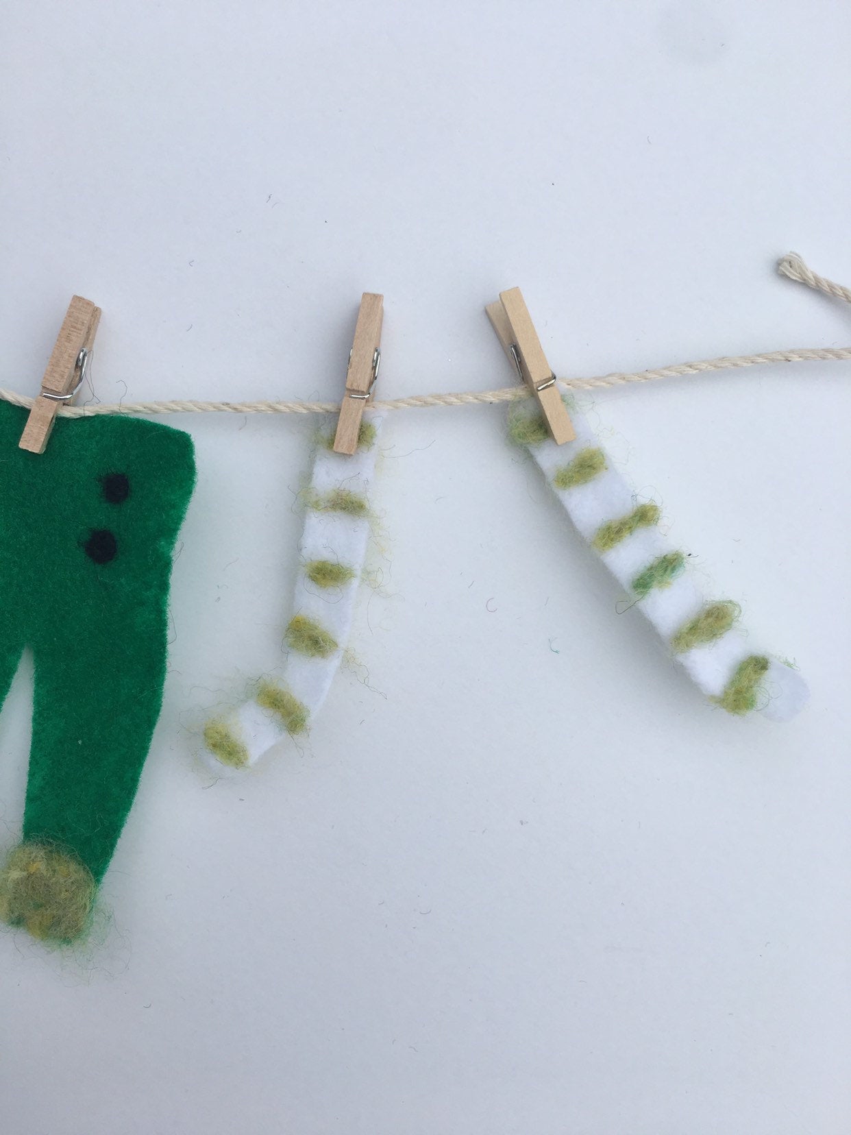 Miniature Felted Leprechaun's Clothesline Banner Decoration St. Patrick's Day Bunting Garland Wall Hanging