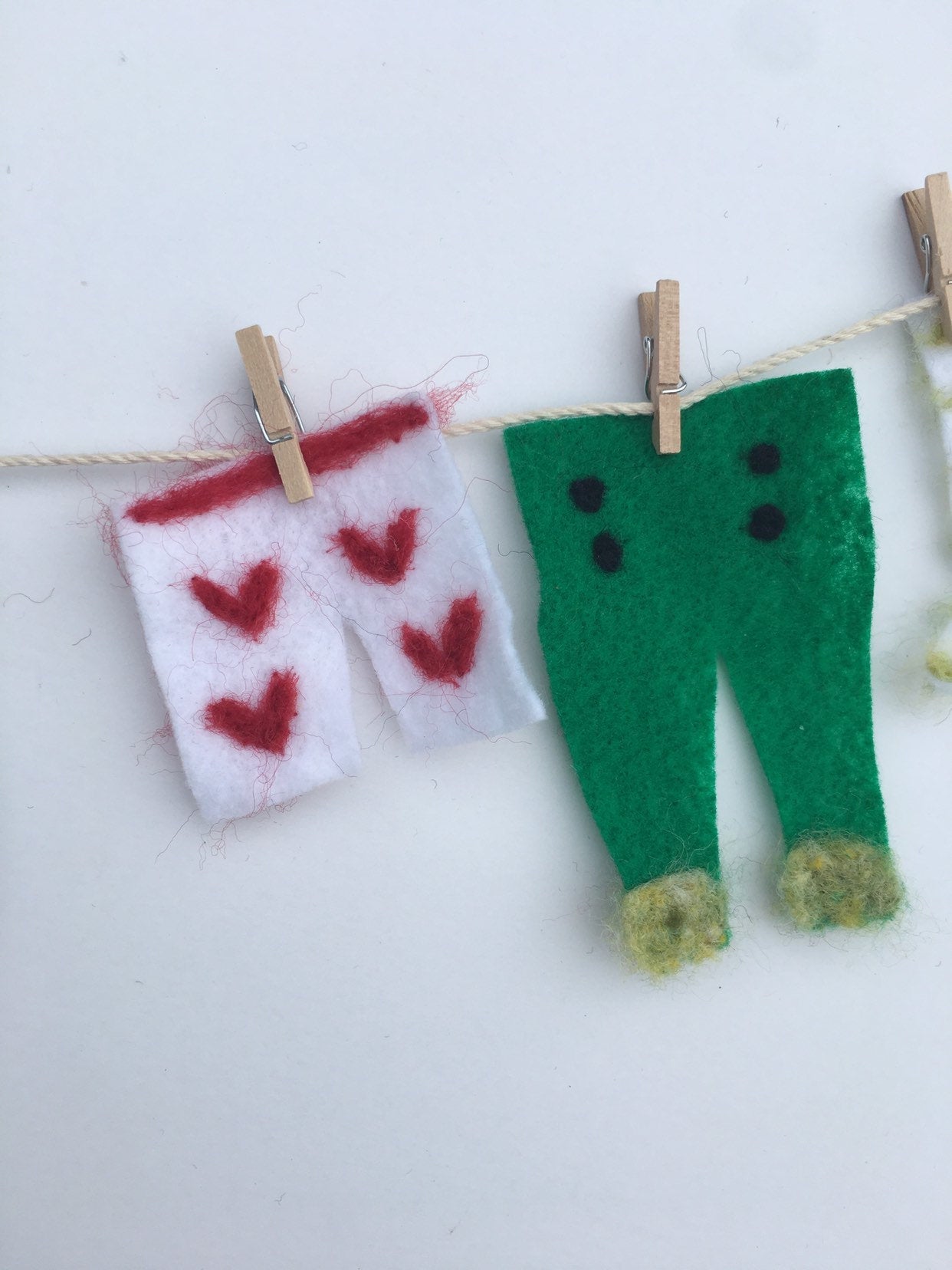 Miniature Felted Leprechaun's Clothesline Banner Decoration St. Patrick's Day Bunting Garland Wall Hanging