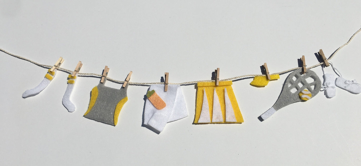 Miniature Felt Tennis Player's Clothesline Tennis Banner Garland Bunting Wall Hanging Home Decor