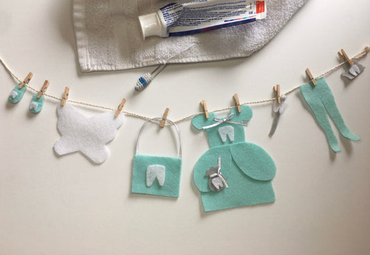 Tooth Fairy Miniature Felt Clothesline Banner Garland Bunting Wall Hanging Decoration