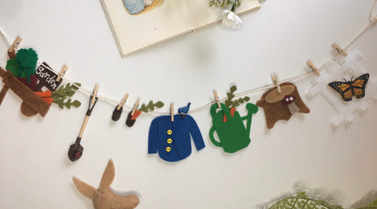 Peter Rabbit Miniature Felt Clothesline Banner Garland Bunting Wall Hanging Decoration