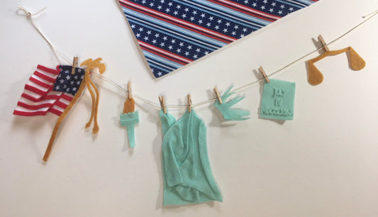 Statue of Liberty Miniature Felt Clothesline Banner Garland Bunting Wall Hanging Decoration for 4th of July