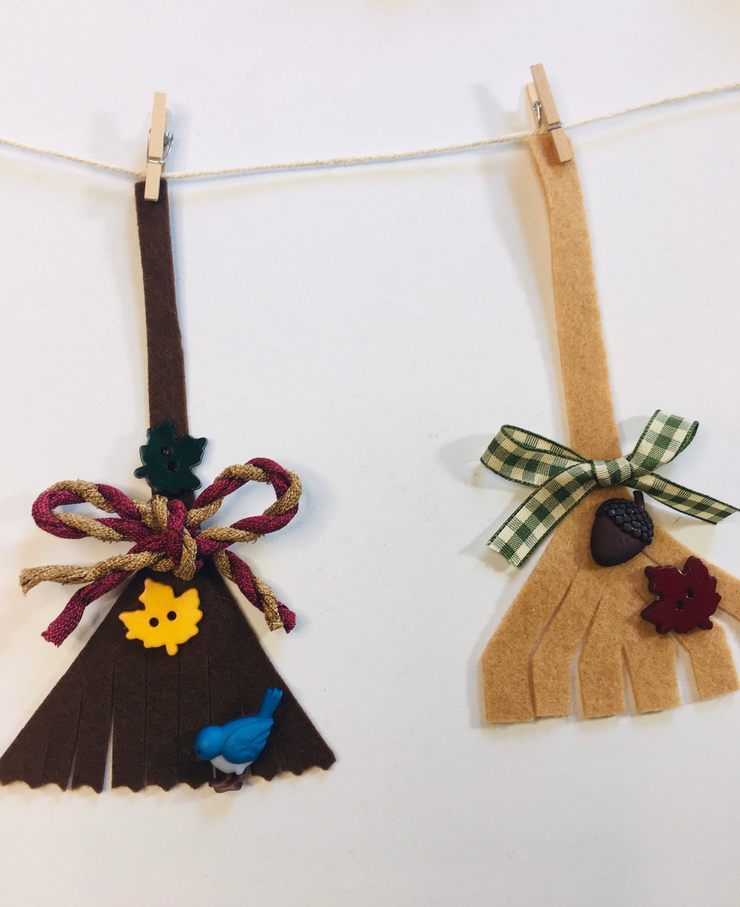 Fall Rakes and Leaves Bunting Autumn Banner Felt Miniature Garland Wall Hanging Decoration