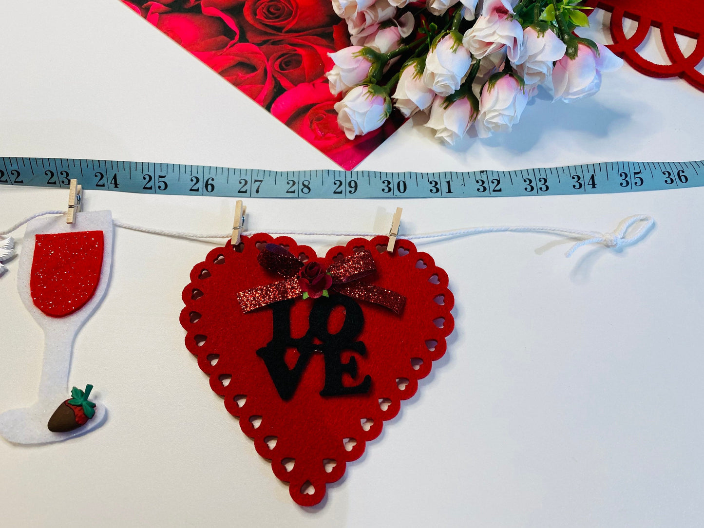 Romantic Valentine’s Day Miniature Felt Clothesline Banner Garland Bunting Wall Hanging Decoration