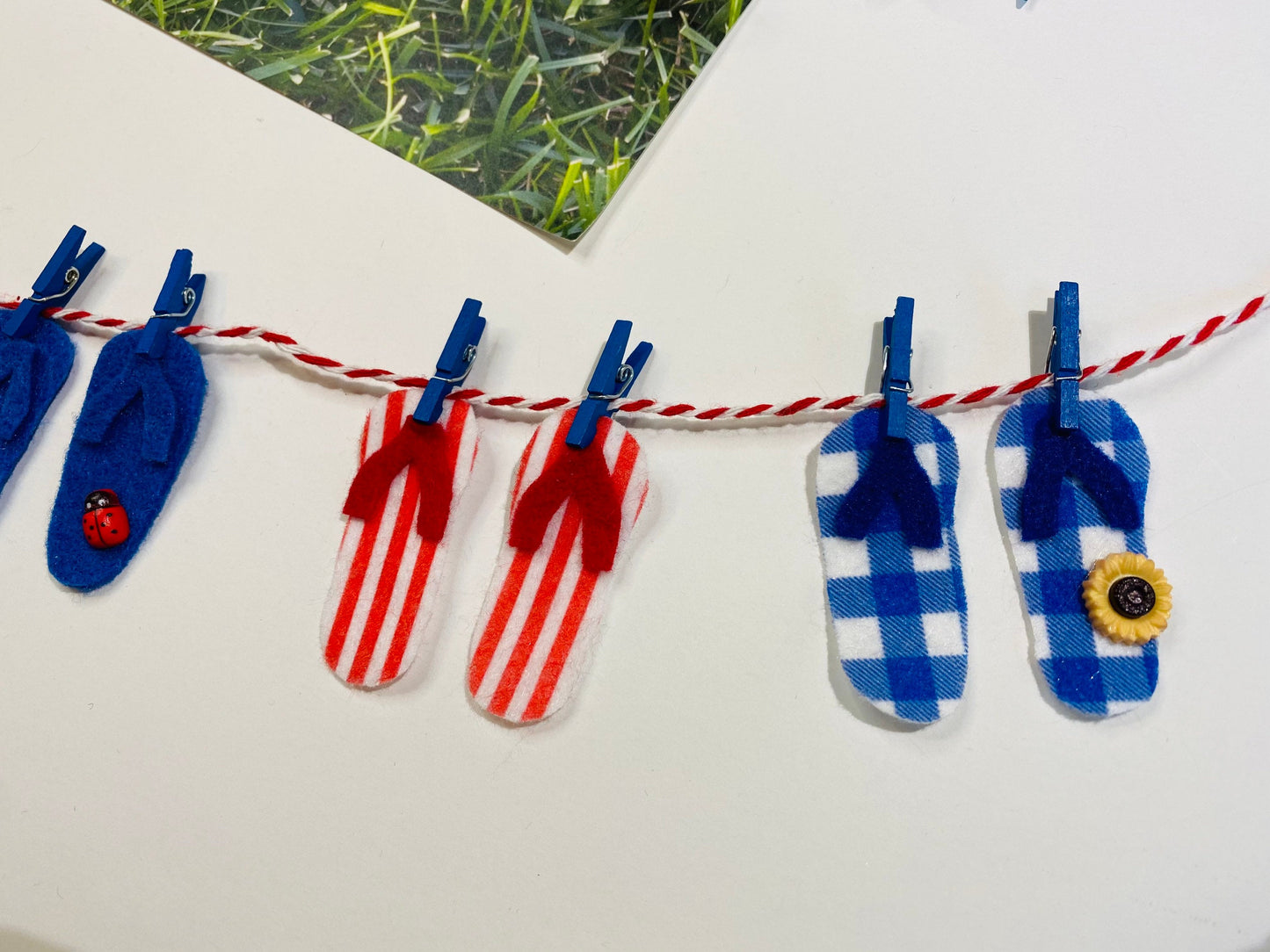 Patriotic USA Flip Flop Felt Miniature Banner Garland Bunting Wall Hanging Decoration for Independence Day/4th of July