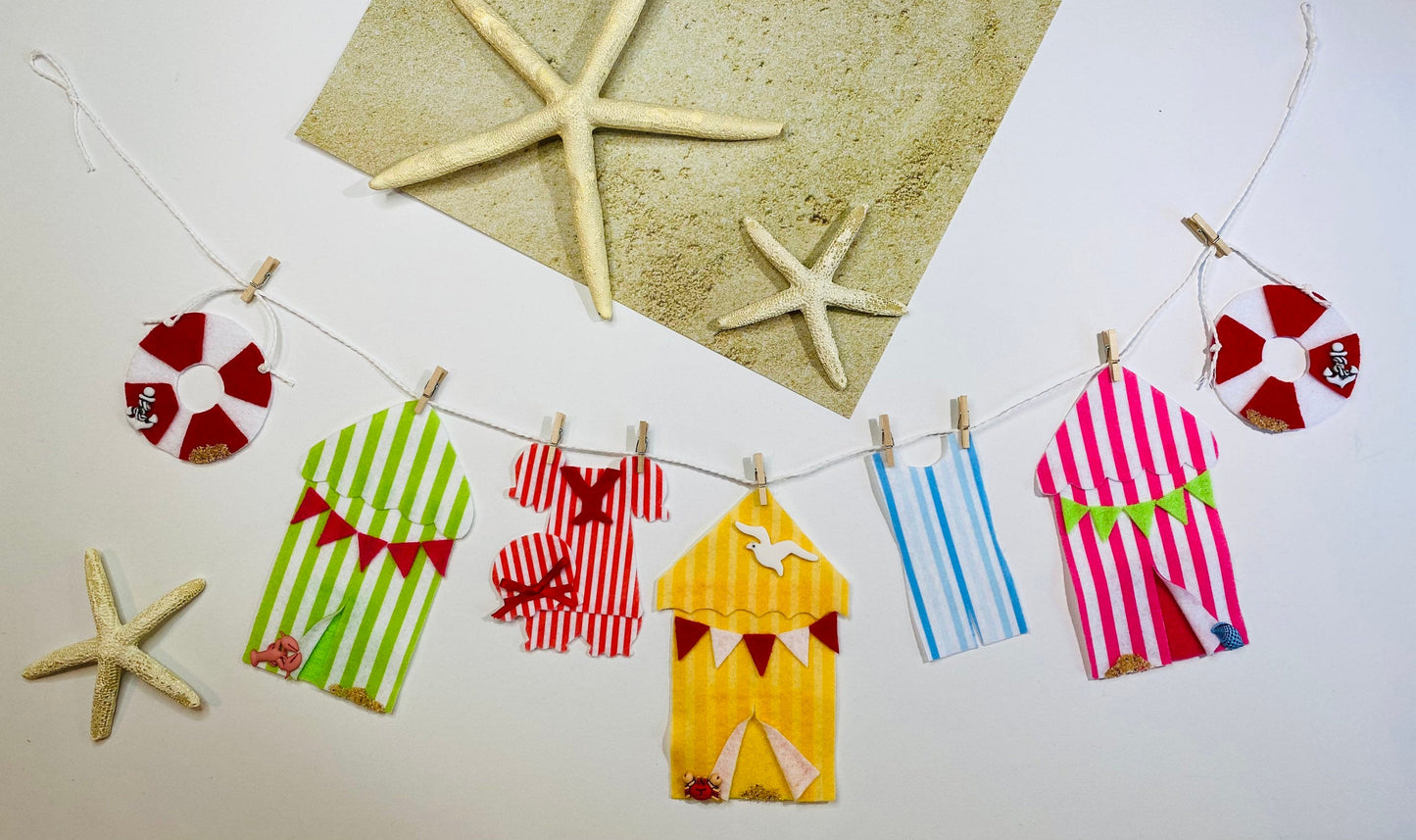 Old Fashioned Bathing Suit Miniature Felt Clothesline Beach Tent Garland Bunting Wall Hanging Decoration for Summer