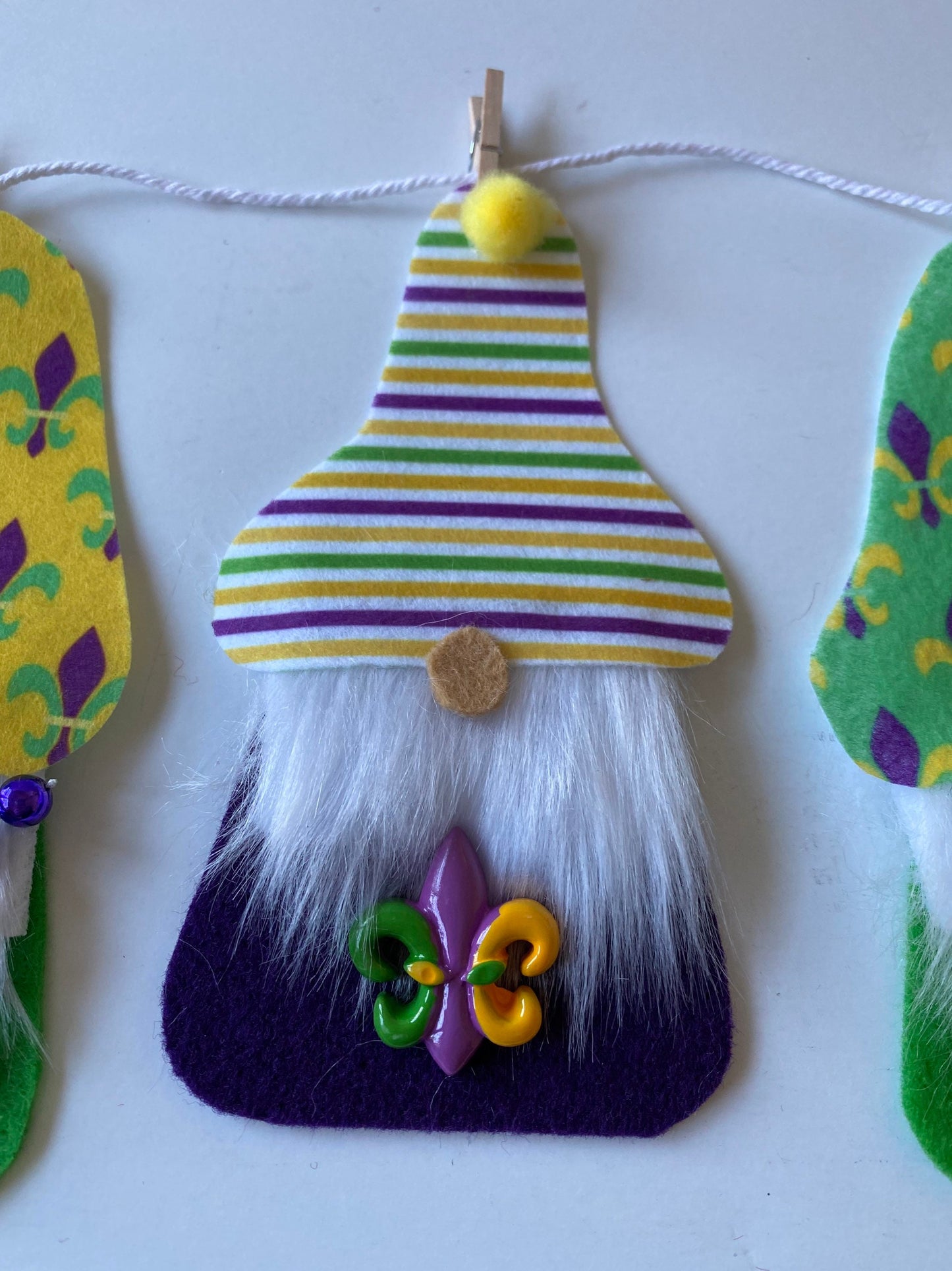 Mardi Gras Gnome Banner Bunting Garland Wall Hanging for Decoration