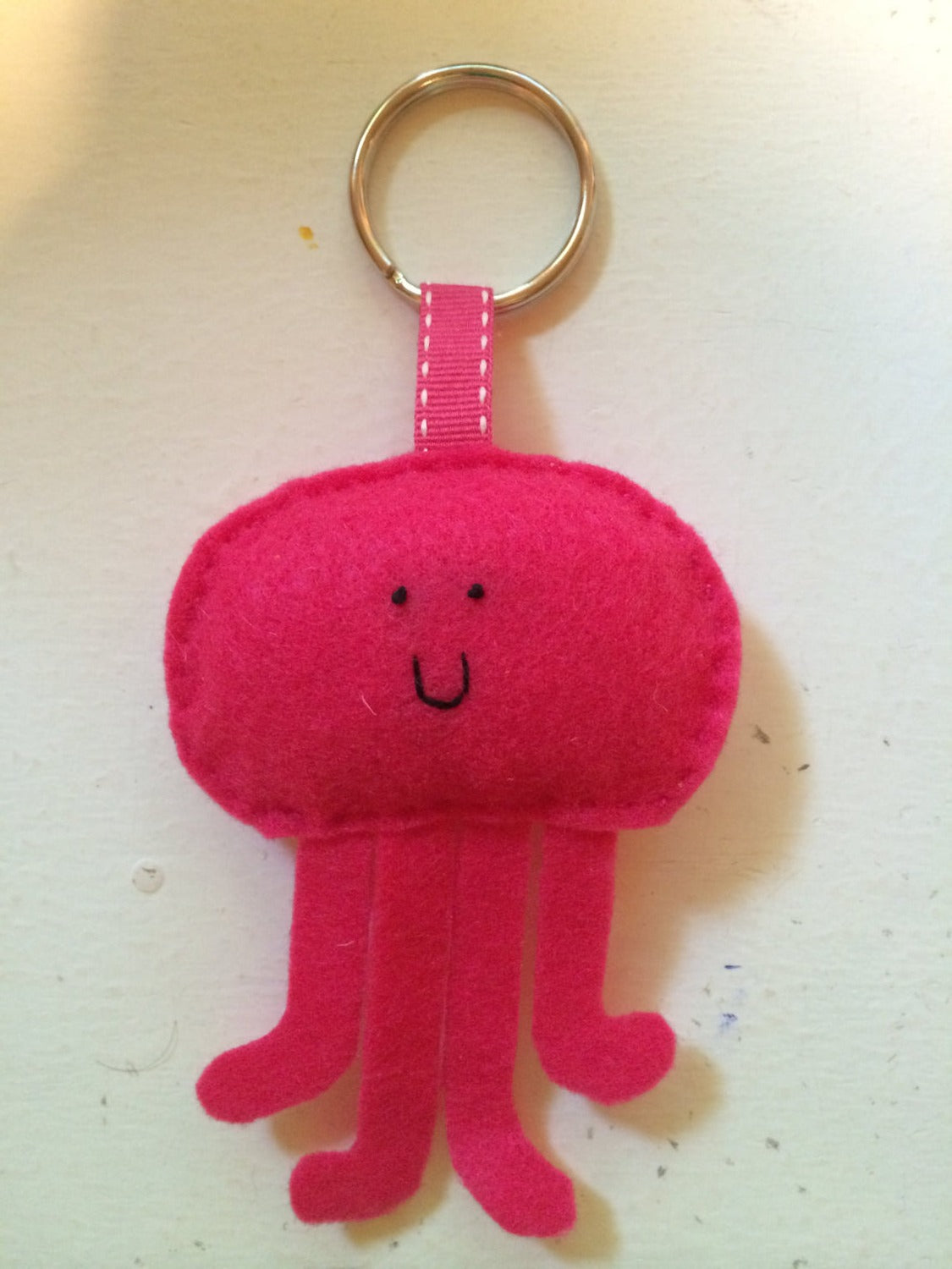 Felt Pink Jellyfish Keychain