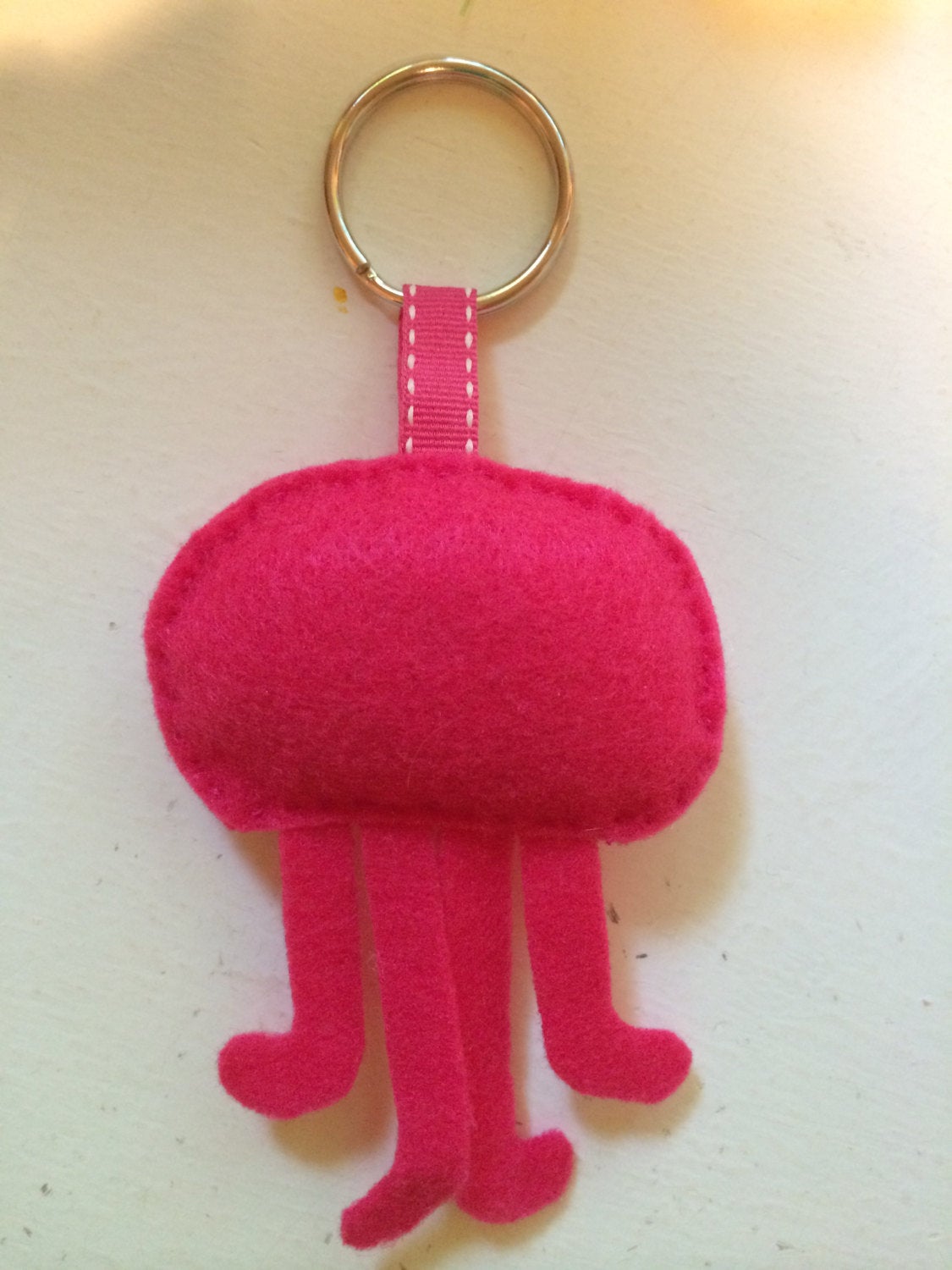 Felt Pink Jellyfish Keychain