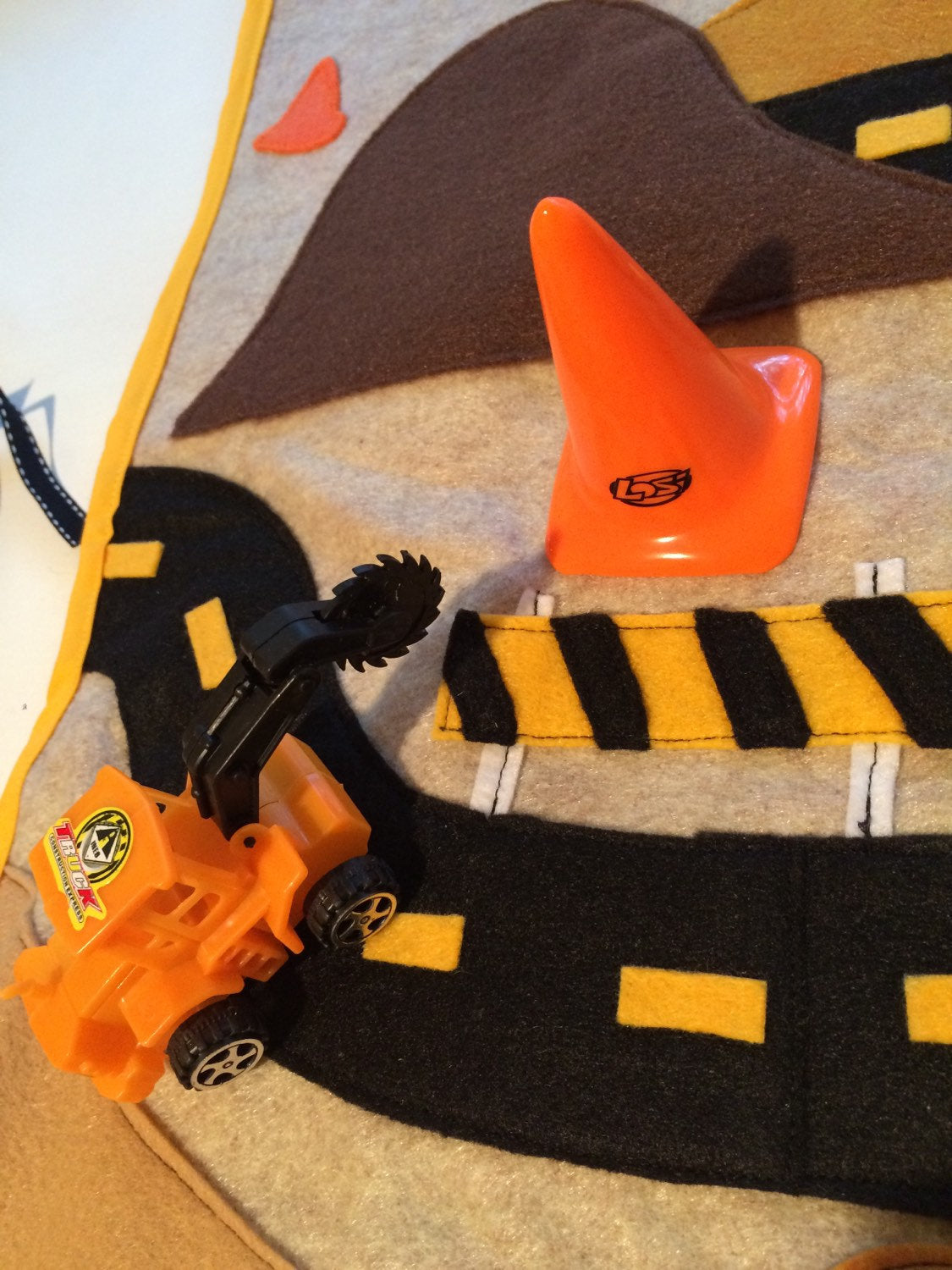 Construction Truck Playmat with Cones and Trucks