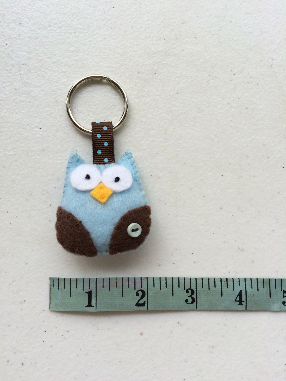 Owl Felt Blue & Brown Keychain